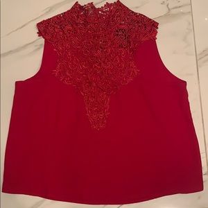 Wet Seal Red Halter Lace High Neck Plunge Tank Top